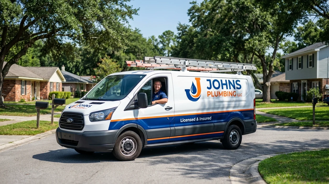Johns Plumbing LLC service van in Ridley Park, PA