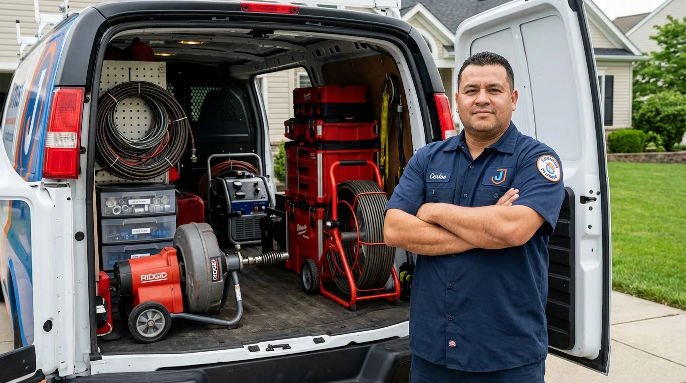 Professional drain cleaning equipment and Johns Plumbing LLC plumber in Ridley Park