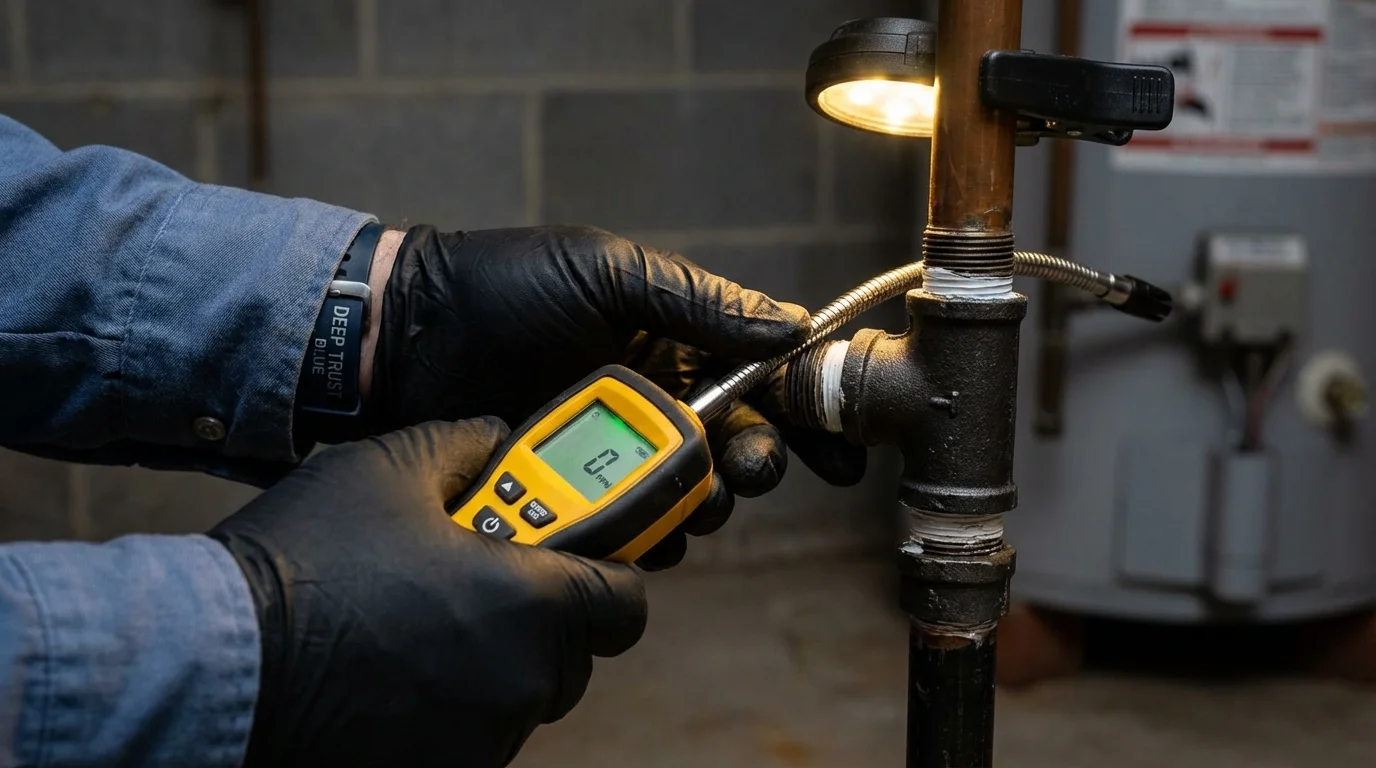 Gas leak detection with electronic sniffer by Johns Plumbing LLC in Ridley Park
